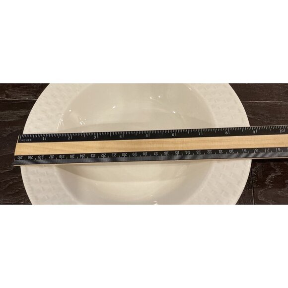 Oneida Wicker‎ Basket Weave 9" Bowl Rimmed Soup Salad Pasta White Set Of 3 - Picture 2 of 3